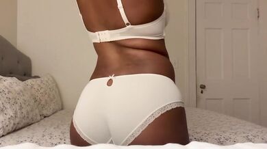 Ebony college virgin tries on slutty lingerie alone