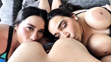 Sasha and Luna drain me dry with brutal milk sucking heavy flow