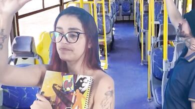 Redhead gets raw anal in a crowded bus no mercy