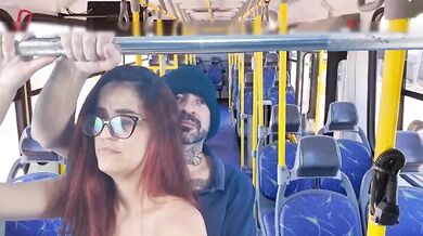 Redhead gets raw anal in a crowded bus no mercy