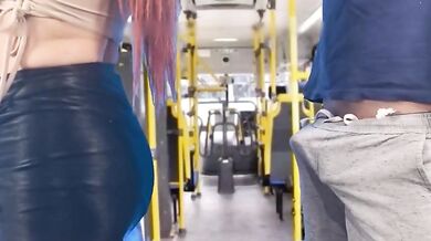 Redhead gets raw anal in a crowded bus no mercy
