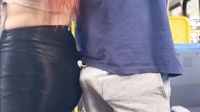 Redhead gets raw anal in a crowded bus no mercy
