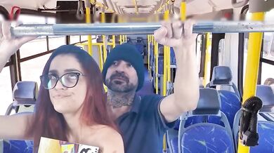 Redhead gets raw anal in a crowded bus no mercy