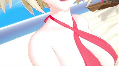 Burnice's Beach Blowjob Obliterates POV in Hentai Animation