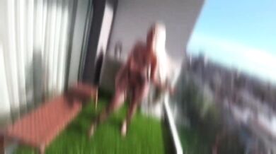 Neighbour saw me and made me deep throat his big cock outdoors