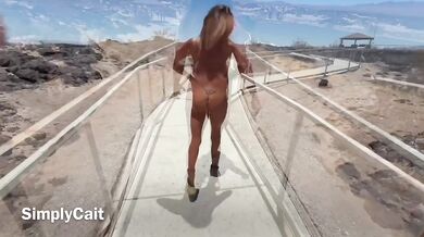 Nude wife walks public big tits MILF exhibitionist shaved pussy