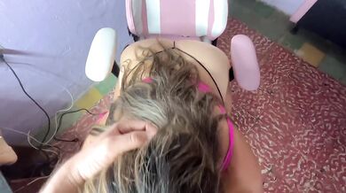 Salivated big ass latina gags mouth stuffed throat deep with big cock cumshot