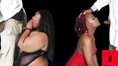Ebony BBW Sloppy Throat Getting BBC Destroyed