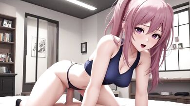 Schoolgirl in Pink Uniform Big Tits Sloppy Titfuck Deepthroat Creampie Cumshot