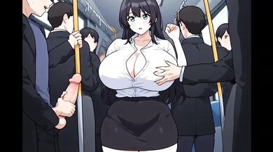 Public bus stuffed with savage threesome creampie gangbang
