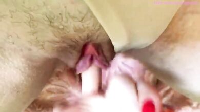 Wet pussy rubbed hard clit moaning loud squirt orgasm close up ASMR fuck
