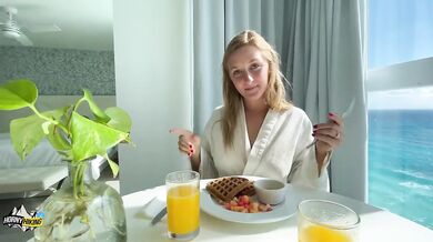 Morning fuckfest with blonde perfect body after breakfast POV 4K