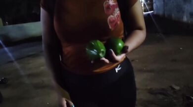 her sweaty buttocks burst out of tight vendor pants in the street