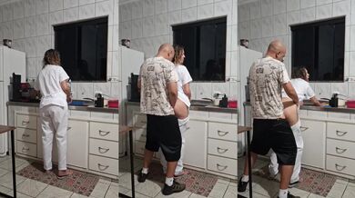 maid’s fat ass creampie while washing dishes in uniform
