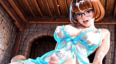 Velma ravaged by Shaggy's monster cock in haunted castle 3D
