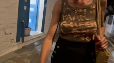 Seated bare boobies flashing sheer blouse got gawked in public restaurant