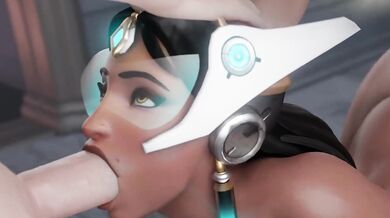 Symmetra gets her tight cartoon ass destroyed by a huge cock