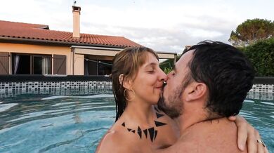 He suddenly takes my bikini off to fuck me in the swimming pool