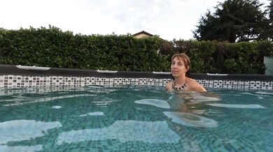 He suddenly takes my bikini off to fuck me in the swimming pool