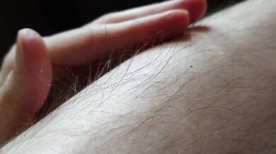 Hairy legs and black panties close up