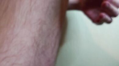 Hairy legs and black panties close up