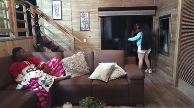 My wife's friend visits us and fucks her while she watches movies