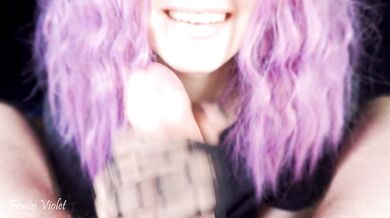 Beauty Fruity Violet works her hands and gets a lot of cum - handjob compilation
