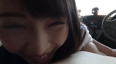 Cute Japanese Idol②Rich in-car sex in the parking lot . Pleasant large amount of Creampie.