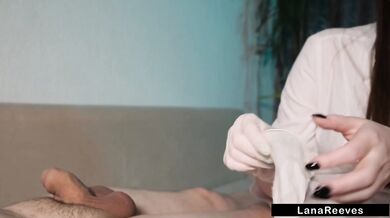 Nurse in Pantyhose Gives Condom Blowjob & Glove Handjob (Medical Fetish)