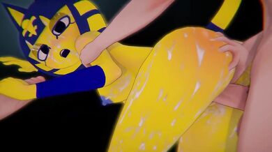 Ankha rides her step sis into the POV zone the big catgirl gets gangbanged by the furry hentai