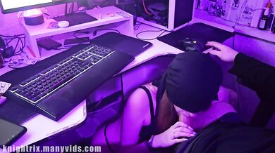 Stepsis the redhead gamer girl gets her big tits wrecked in Fortnite cumshot POV