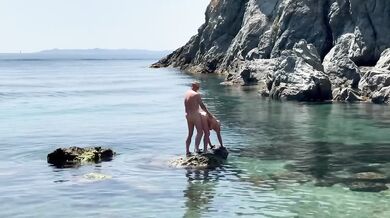 Wife spread wide in public missionary mess