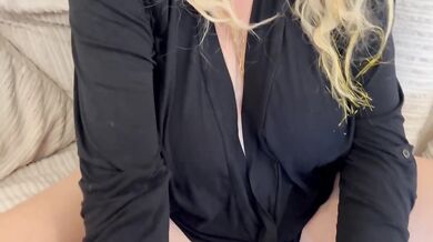 Big boobed blonde gets pounded POV while sucking his cock then gushing orgasm