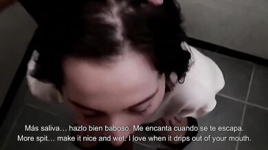 Friends hide in bathroom while she gets rimming and cum in mouth