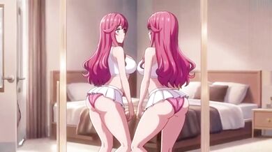 Stepbrother ruined his sexy stepsister in front of mirror creampie