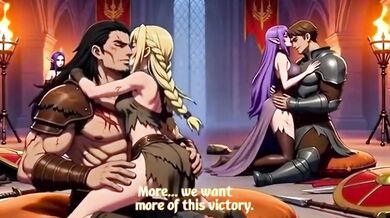 Warriors claim their hard rough sex reward with big ass milf and big dick