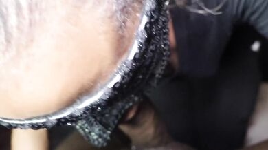 Redbone deepthroats BBC until she gags and takes every drop