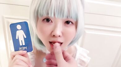 Tight toilet pee floods brain white gushes cum in step sis throat