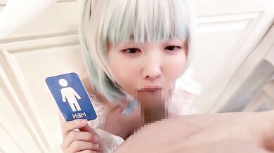 Tight toilet pee floods brain white gushes cum in step sis throat