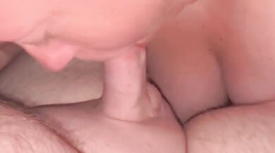Blonde pawg deep throats a veiny thundercock until she gags