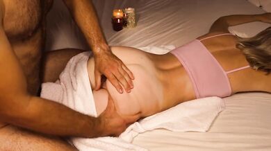 Big ass wife ruined with doggy cumshot after oil massage