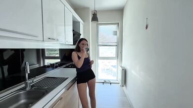 Stranger's ripe pussy ruined in the kitchen with thick cum overload