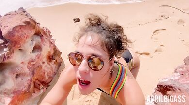 April's big ass surrenders to messy beach watersports fantasy