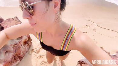 April's big ass surrenders to messy beach watersports fantasy