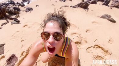 April's big ass surrenders to messy beach watersports fantasy