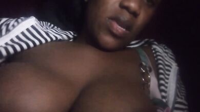 Big natural black tits dripping cum covered solo