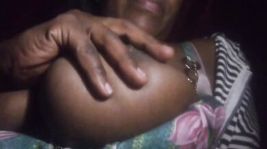 Big natural black tits dripping cum covered solo