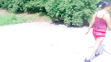 Motorcycle biker ebony goddess teases and yoga stretches in the park for hungry eyes