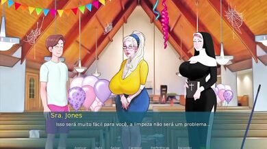 My slutty stepmom destroys me in the kitchen Hentai MILF game