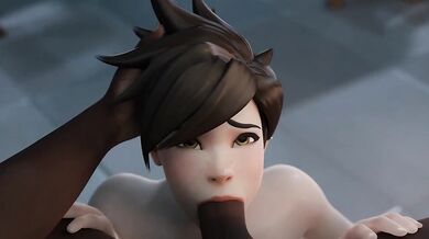 Tracer Takes 3 BBCs One by One 3D Overwatch Throat Fuck